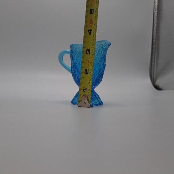 Kanawha Blue Pressed Glass Miniature Pitcher Toothpick Holder Decorative Accent - Picture 10 of 12